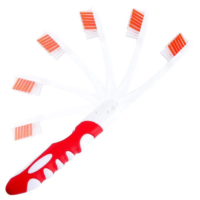 Folding Travel Toothbrush 2pk (Medium Bristle) - Assorted Red, Black & Blue – image 2