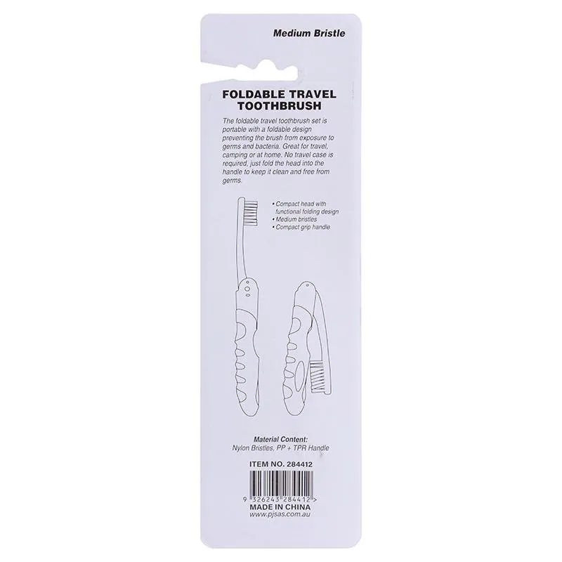 Folding Travel Toothbrush 2pk (Medium Bristle) - Assorted Red, Black & Blue – image 3