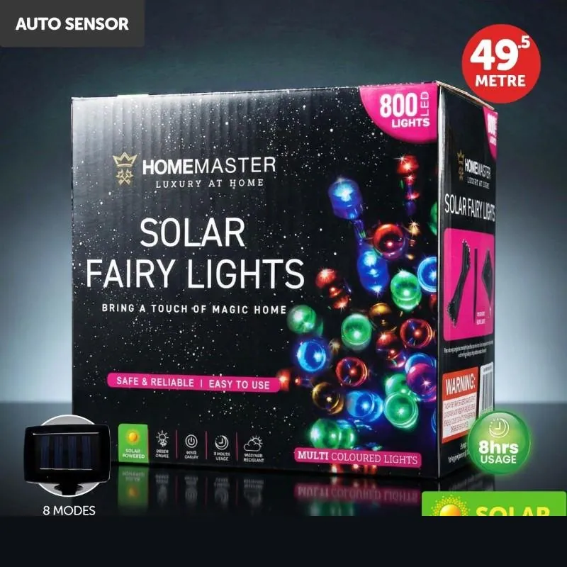 Christmas Fairy Light Solar 800LED 49.5 Total Length Multi Colour 8 Functions – image 4