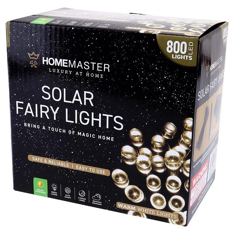 Christmas Fairy Light Solar 800LED 49.5 Total Length Warm White 8 Functions – image 3