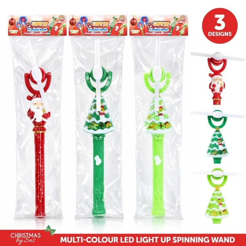 Toy Wand LED with Sound 4.5cm X 25cm Santa & Christmas Tree Multi-Colour Spinning LED Requires: 3 X AA (Not Included) 1 Light Up Functions – image 4