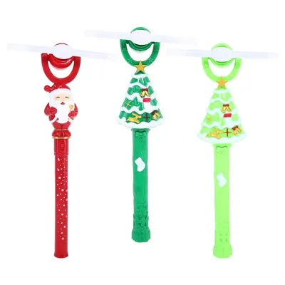 Toy Wand LED with Sound 4.5cm X 25cm Santa & Christmas Tree Multi-Colour Spinning LED Requires: 3 X AA (Not Included) 1 Light Up Functions