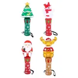 Toy Wand LED Light Spinner Christmas Santa (6.5cm X 7cm X 20), Snowman (5cm X 7cm X 19cm) & Christmas Tree (7cm X 7cm X 18cm) (Yellow, Blue, Red & Green) Requires – image 1