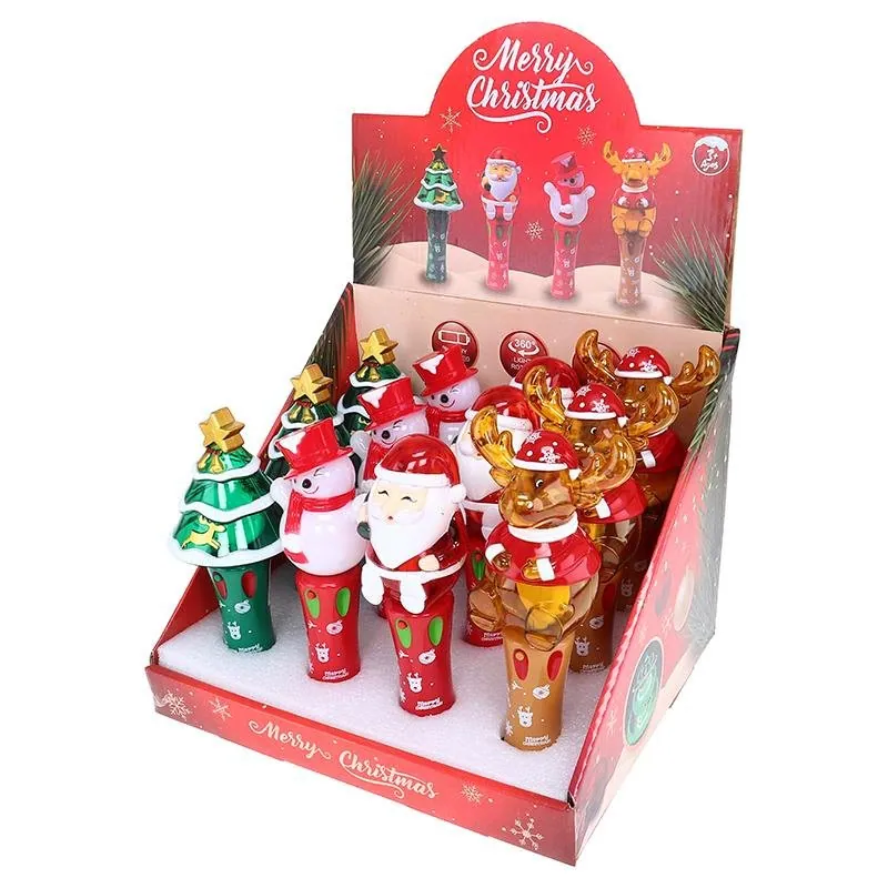 Toy Wand LED Light Spinner Christmas Santa (6.5cm X 7cm X 20), Snowman (5cm X 7cm X 19cm) & Christmas Tree (7cm X 7cm X 18cm) (Yellow, Blue, Red & Green) Requires – image 3