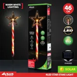 Christmas Stake Light Solar Star with Candy Striped Pole 5LED 12cm X 12cm X 46cm Warm White 8 Functions – image 4