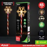 Christmas Stake Light Solar Snowflake with Candy Striped Pole 5LED 12cm X 10.5cm X 45cm Warm White 8 Functions – image 4