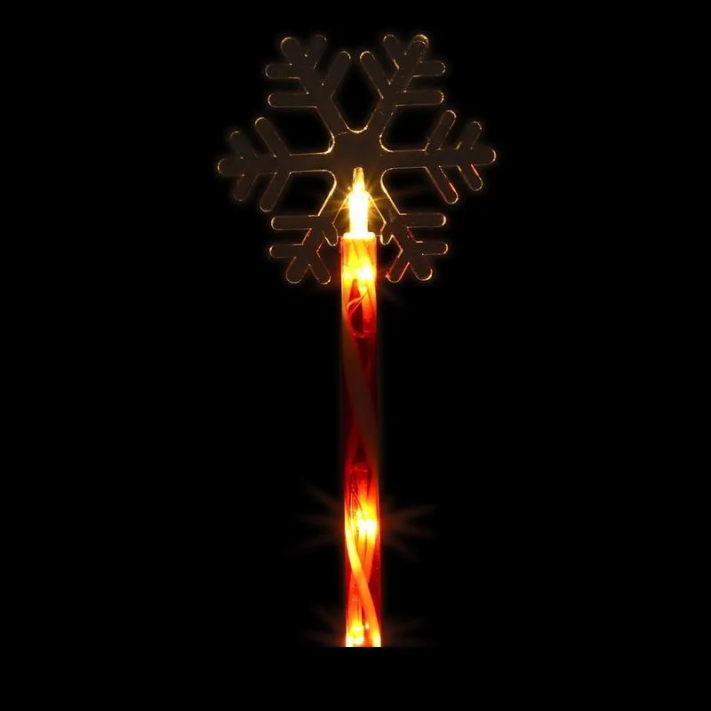 Christmas Stake Light Solar Snowflake with Candy Striped Pole 5LED 12cm X 10.5cm X 45cm Warm White 8 Functions – image 2
