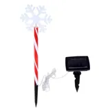 Christmas Stake Light Solar Snowflake with Candy Striped Pole 5LED 12cm X 10.5cm X 45cm Warm White 8 Functions – image 1