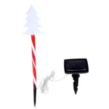 Stake Light Solar Christmas Tree with Candy Striped Pole 5LED 110mm X 90mm X 48cm Warm White 2 Functions – image 1