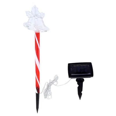 Stake Light Solar Christmas Bell with Candy Striped Pole 5LED 8.5cm X 8.8cm X 45cm Warm White 2 Functions