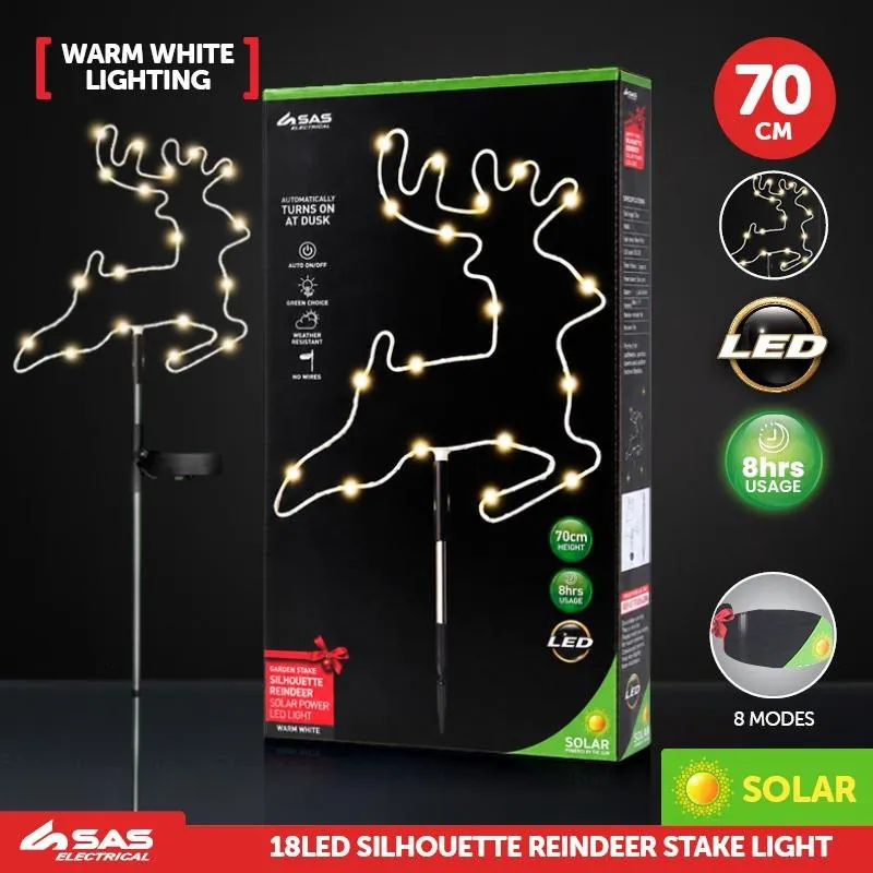 Christmas Stake Light Solar Silhouette Reindeer 30LED 22cm X 22cm X 70cm Warm White 8 Functions – image 4