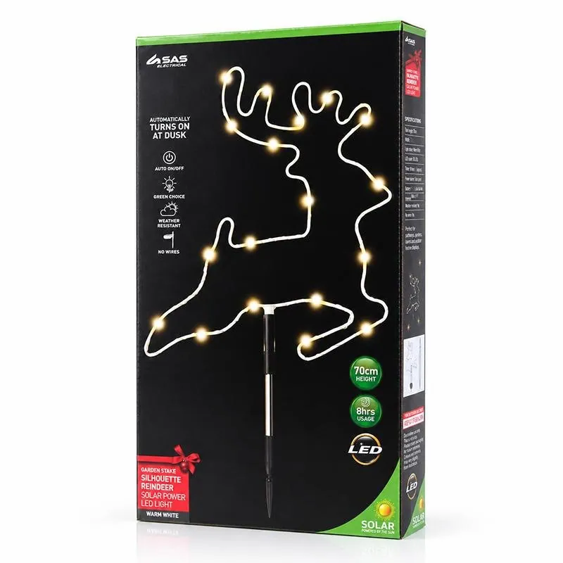 Christmas Stake Light Solar Silhouette Reindeer 30LED 22cm X 22cm X 70cm Warm White 8 Functions – image 3