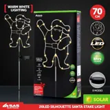 Christmas Stake Light Solar Silhouette Santa 40LED 20cm X 25cm X 70cm Warm White 8 Functions – image 4