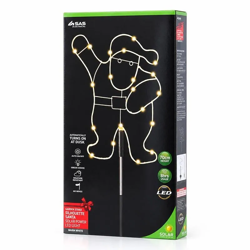 Christmas Stake Light Solar Silhouette Santa 40LED 20cm X 25cm X 70cm Warm White 8 Functions – image 3