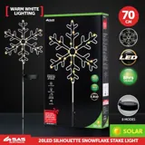 Christmas Stake Light Solar Silhouette Snowflake 34LED 22cm X 22cm X 70cm Warm White 8 Functions – image 4