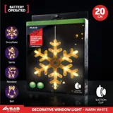Christmas Decorative Light Battery Operated Window Silhouette with Suction Cup Warm White Reindeer (13.5cmx20.5cmx47.5), Snowflake (16cmx19cmx47.5cm), Santa (12cmx21cmx46cm), & Bell (15cmx19cmx47.5cm) Requires: 3 X AAA Batteries (Not Included) – image 4