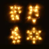 Christmas Decorative Light Battery Operated Window Silhouette with Suction Cup Warm White Reindeer (13.5cmx20.5cmx47.5), Snowflake (16cmx19cmx47.5cm), Santa (12cmx21cmx46cm), & Bell (15cmx19cmx47.5cm) Requires: 3 X AAA Batteries (Not Included) – image 2