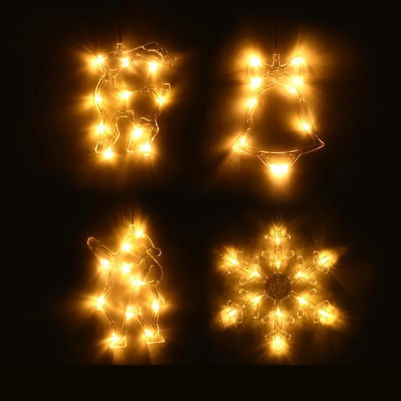 Christmas Decorative Light Battery Operated Window Silhouette with Suction Cup Warm White Reindeer (13.5cmx20.5cmx47.5), Snowflake (16cmx19cmx47.5cm), Santa (12cmx21cmx46cm), & Bell (15cmx19cmx47.5cm) Requires: 3 X AAA Batteries (Not Included) – image 2