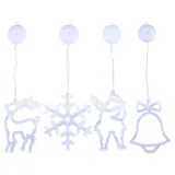 Christmas Decorative Light Battery Operated Window Silhouette with Suction Cup Warm White Reindeer (13.5cmx20.5cmx47.5), Snowflake (16cmx19cmx47.5cm), Santa (12cmx21cmx46cm), & Bell (15cmx19cmx47.5cm) Requires: 3 X AAA Batteries (Not Included) – image 1