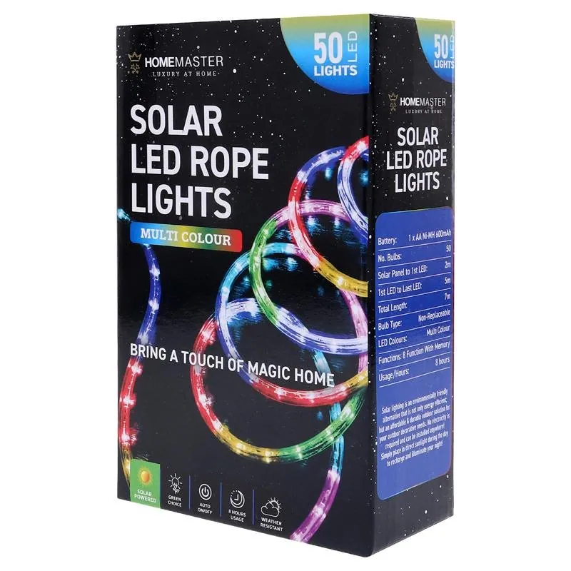 Christmas Rope Light Solar 50LED 7m Total Length Mutli Colour 8 Functions – image 3