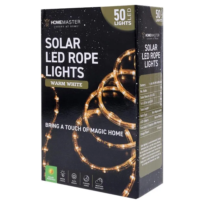 Christmas Rope Light Solar 50LED 7m Total Length Warm White 8 Functions – image 3