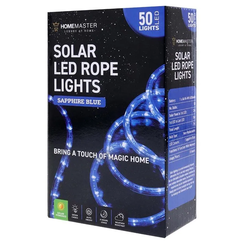 Christmas Rope Light Solar 50LED 7m Total Length Blue 8 Functions – image 3