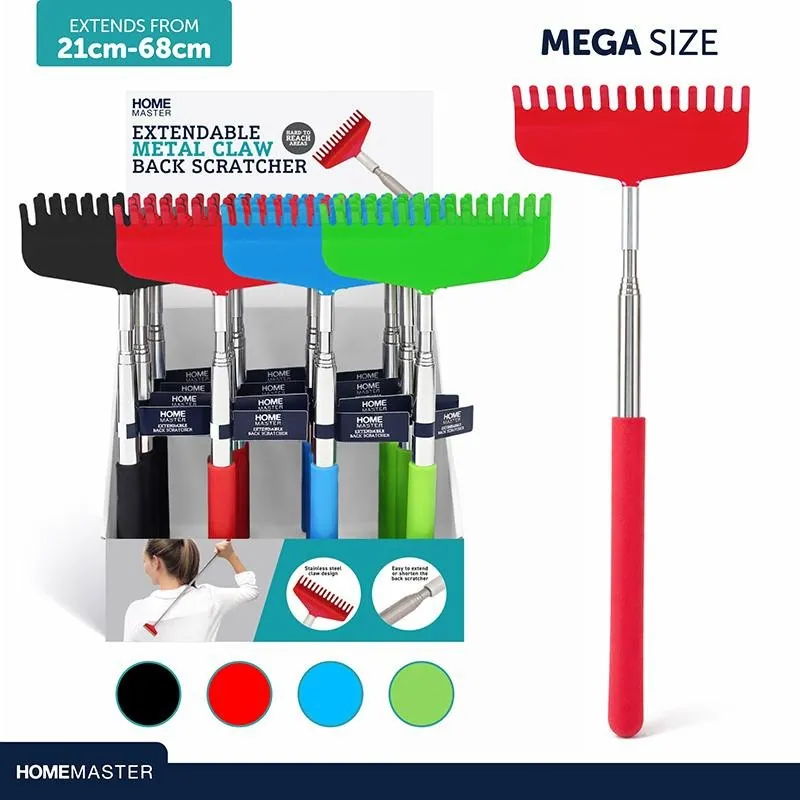 Back Scratcher Mega Size 5 Assorted Colours 7.9cm Head & Extendable From 18cm To 67cm – image 4
