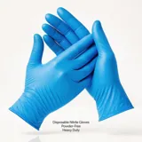 Gloves Powder Free Disposable - Nitrile - Blue - Medium 100pk (Length 240mm X Palm Width 95mm X Thickness 0.10mm) – image 1