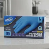 Gloves Powder Free Disposable - Nitrile - Blue - Large 100pk (Length 245mm X Palm Width 105mm X Thickness 0.10mm) – image 2