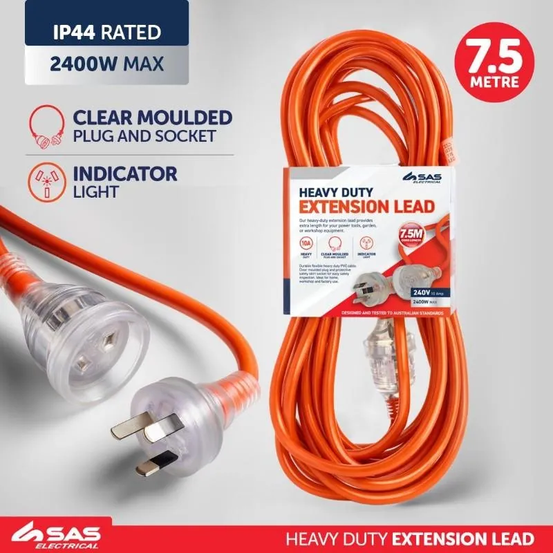 Christmas Extension Lead Heavy Duty 10 Amp Orange 7.5m – image 4