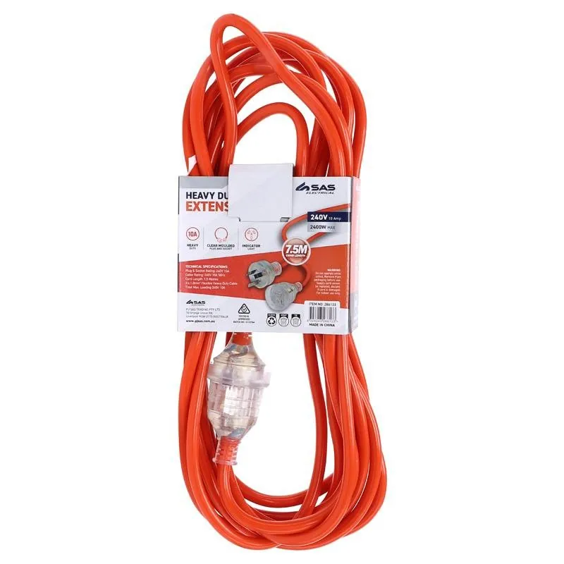 Christmas Extension Lead Heavy Duty 10 Amp Orange 7.5m – image 3