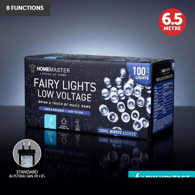 Christmas Fairy Light Low Voltage 100LED 6.5m Total Length Cool White 8 Function – image 4