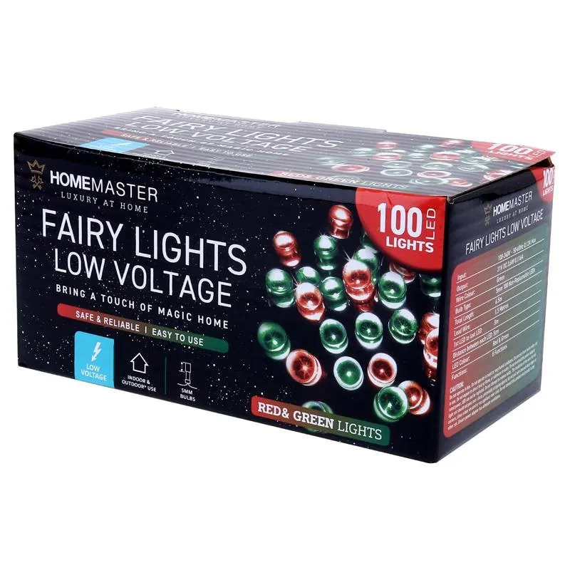 Christmas Fairy Light Low Voltage 100LED 6.5m Total Length Red & Green 8 Function – image 3