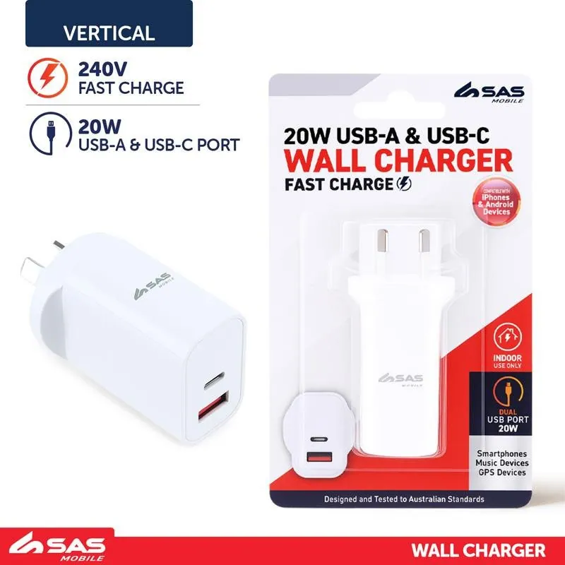 Charger 2-Port Usb-a & Usb-c 20W White (Compatible with iPhones and Android Devices) – image 2