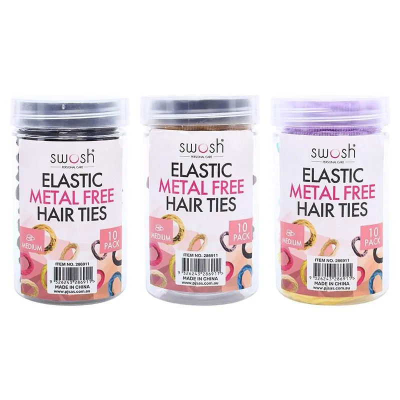 Hair Elastic Ties Ø4.5cm (Metal Free Fabric) 10pk/ Tube - 3 Colour Packs: Black, Darks, Pastels – image 4