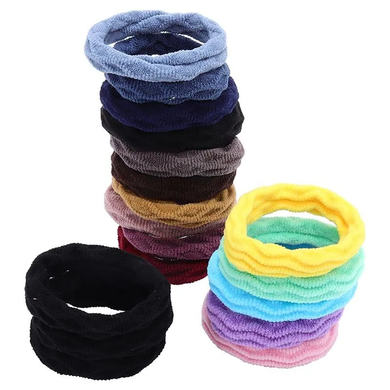Hair Elastic Ties Ø4.5cm (Metal Free Fabric) 10pk/ Tube - 3 Colour Packs: Black, Darks, Pastels – image 2