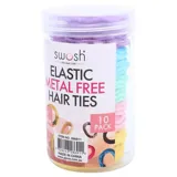 Hair Elastic Ties Ø4.5cm (Metal Free Fabric) 10pk/ Tube - 3 Colour Packs: Black, Darks, Pastels – image 3