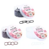 Hair Elastic Ties (Elastomer) 300pk/Tub - 3 Colour Packs: Black, Brown, Clear (tpe) – image 1