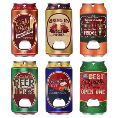 Man Cave Accessories Bottle Opener Magnetic Flat Can Shaped 12cm X 6cm X 0.5cm 18 Assorted