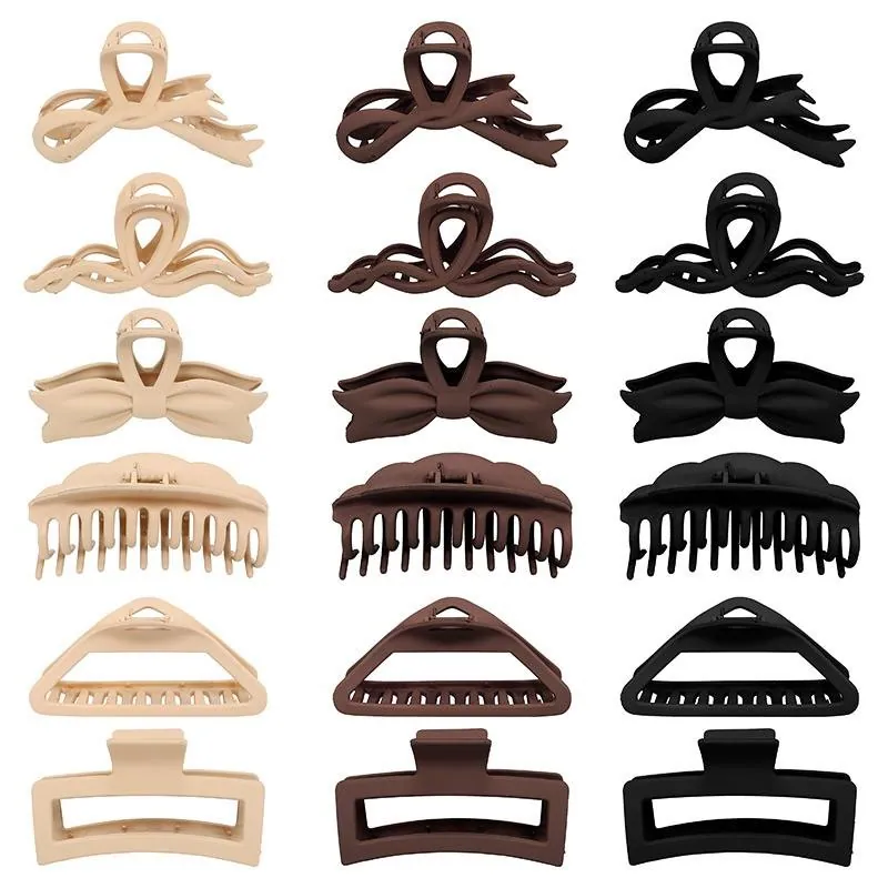 Hair Clip Claw 1pc - 13cm - 6 Assorted Designs - Black, Brown, Beige – image 2