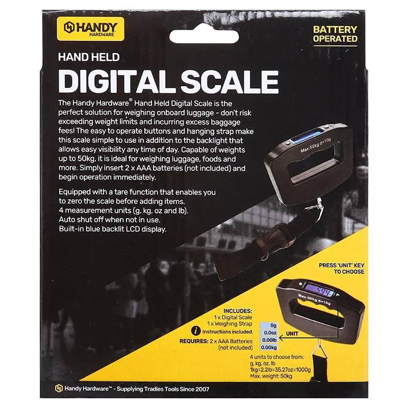 Handheld Digital Scale 50kg Limit Battery Operated (2 X AAA Not Included) – image 3