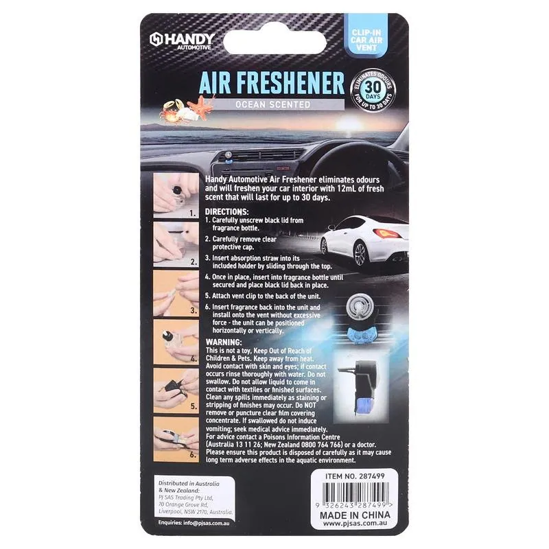 Air Freshener Vent 12ml 6 Assorted Scents & Colours (Apple, Lavender, Strawberry, Lemon, Rose & Ocean Breeze) – image 3