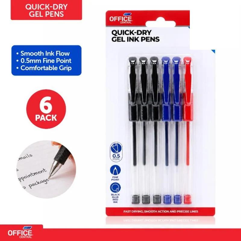 Pen Gel Ink 3 Black, 2 Blue & 1 Red Per Pack 6pk – image 4