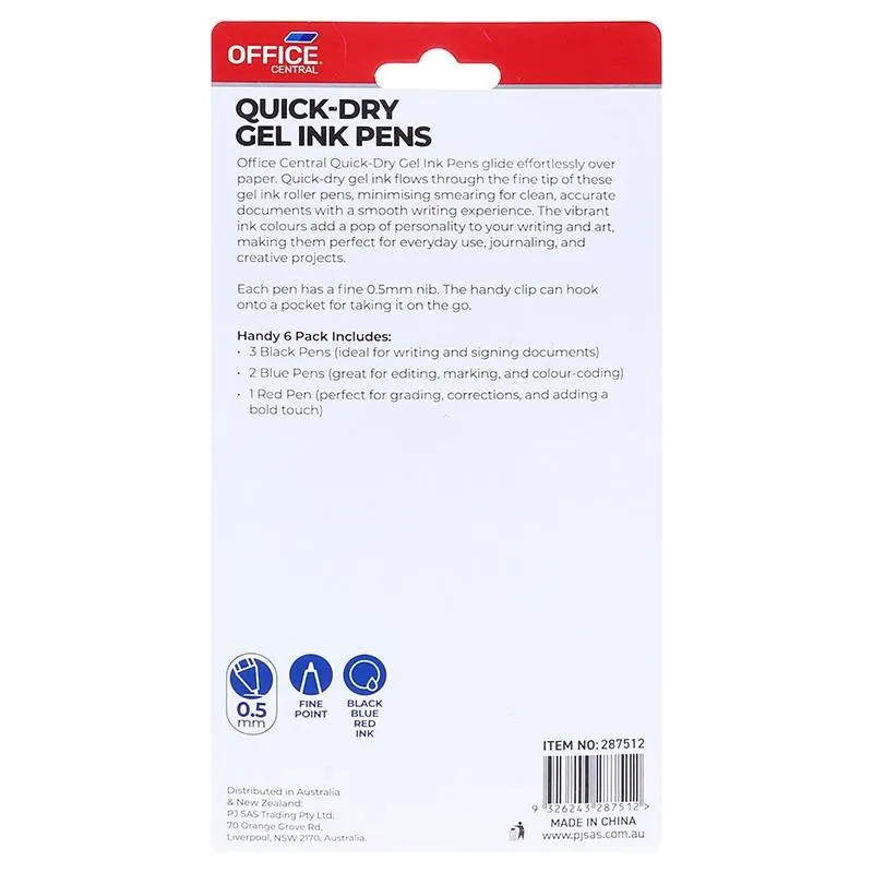 Pen Gel Ink 3 Black, 2 Blue & 1 Red Per Pack 6pk – image 3