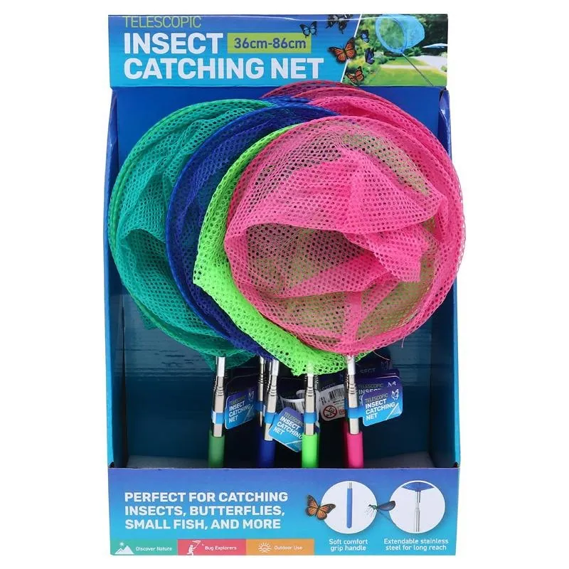 Net Insect Catching Telescopic 20cm Dia X 36cm (Extends To 86cm) Yellow, Green, Blue, Red – image 4