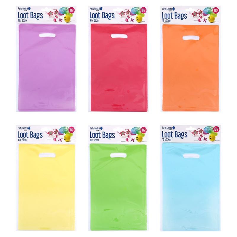 Plain Loot Bags 16 x 25cm, Mixed Colours (10 Pack) — photo 2 of 4