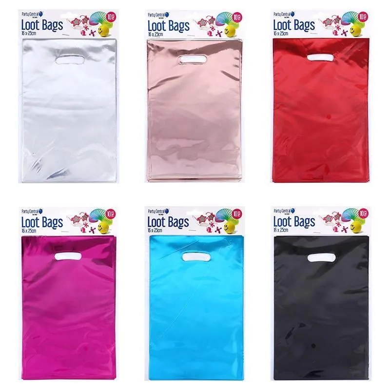 Loot Bags Metallic 6 Assorted Colours 16cm X 25cm 10pc – image 4