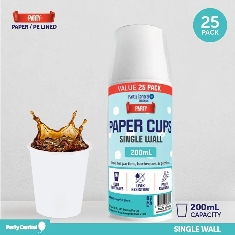 Paper Cup 25pk 200ml - White – image 2