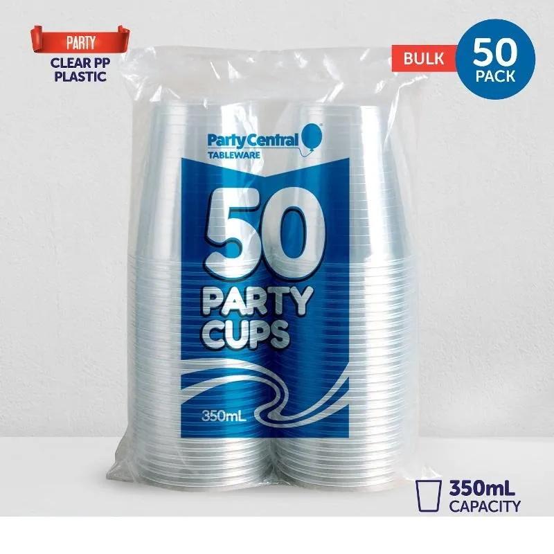 Drinkware Plastic Cups Bulk 50pk 350ml - Clear – image 2