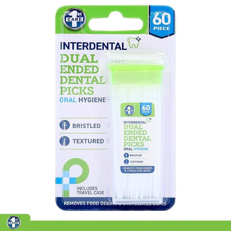 Interdental Dual-Ended Dental Picks 60pk - Includes Bristled & Textured Ends with Bonus Travel Case (335039) – image 4